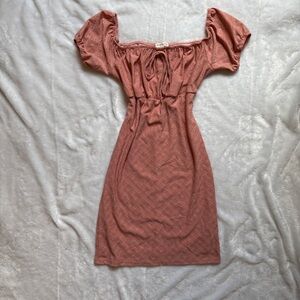 Dusty Peach puff sleeve mini dress
